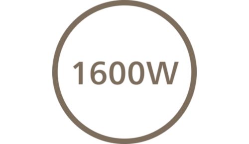 Wysoka moc 1600 W umożliwia szybkie suszenie