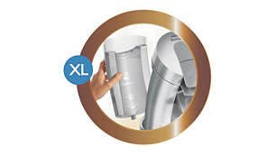 Réservoir d'eau XL amovible pour un remplissage moins fréquent