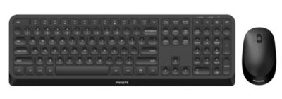 Philips SPT6407B/16 Combo Teclado y ratón, inalámbrico, 2,4 GHz, Bluetooth (3 Dispositivos), compatibilidad con Windows, MacOS e iOS, Teclado QWERTY,1600 dpi, Negro Philips SPT6407B/16 Combo Teclado y ratón, inalámbrico, 2,4 GHz, Bluetooth (3 Dispositivos), compatibilidad con Windows, MacOS e iOS, Teclado QWERTY,1600 dpi, Negro