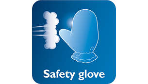 使用蒸汽喷射熨烫时，防烫手套可为您提供额外保护