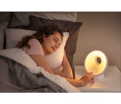 PHILIPS SmartSleep Sleep and Wake-Up Light, Simulated Sunrise and Sunset,  Multiple Lights and Sounds, RelaxBreathe to Sleep, HF3650/60