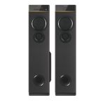 Multimedia tower speakers with wireless microphone