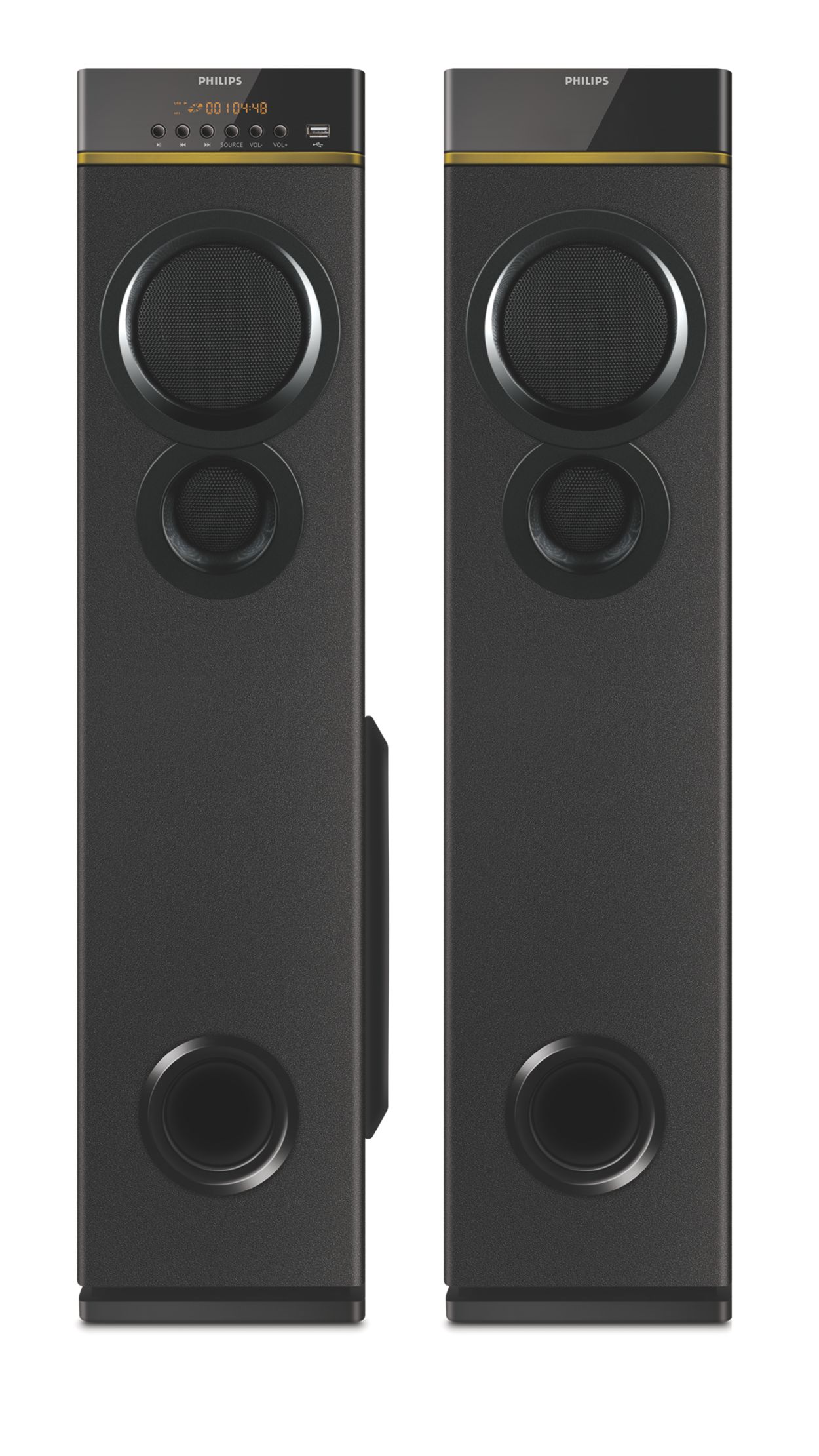 Multimedia tower speakers with wireless microphone