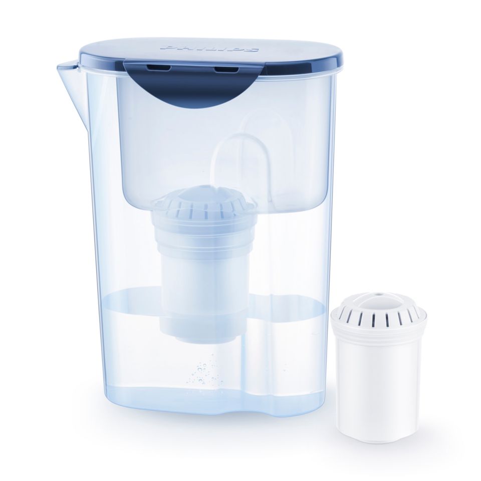 Philips Carafes filtrantes - Carafe filtrante avec micro-filtration, 1500  ml, bleu/bleu limpide AWP2915/10