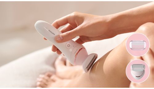 Skærhoved og trimmekam sikrer en tæt barbering