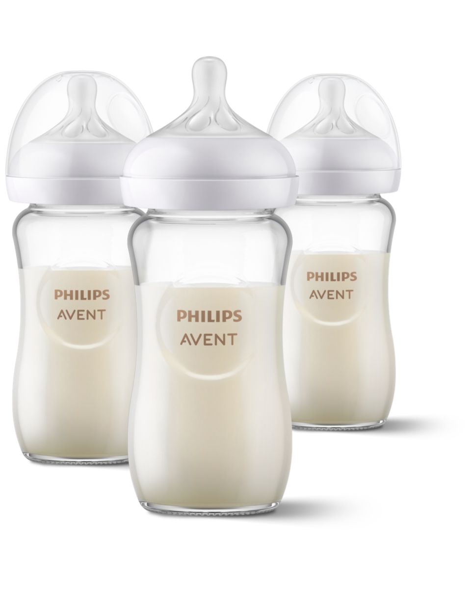 Biberon en verre naturel Philips Avent avec tétine à réponse naturelle, 4  oz, 1 paquet, SCY910 / 01