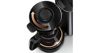 Regulator mocy kawy umożliwia parzenie kawy o różnej intensywności, od łagodnej po mocną