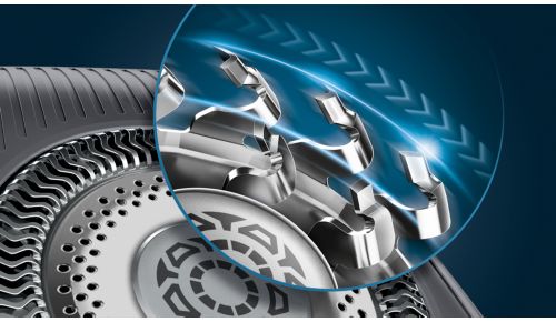 Taglia i peli in ogni direzione con le lame rotanti a 360 gradi