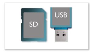 Ports USB et logements pour carte SD, pour la lecture de photos et de musique