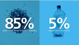 Built with 85% PCR and 5% ocean-bound plastics