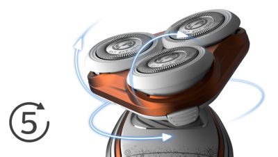 Glave se pomiču u 5 smjerova radi brzog i glatkog brijanja