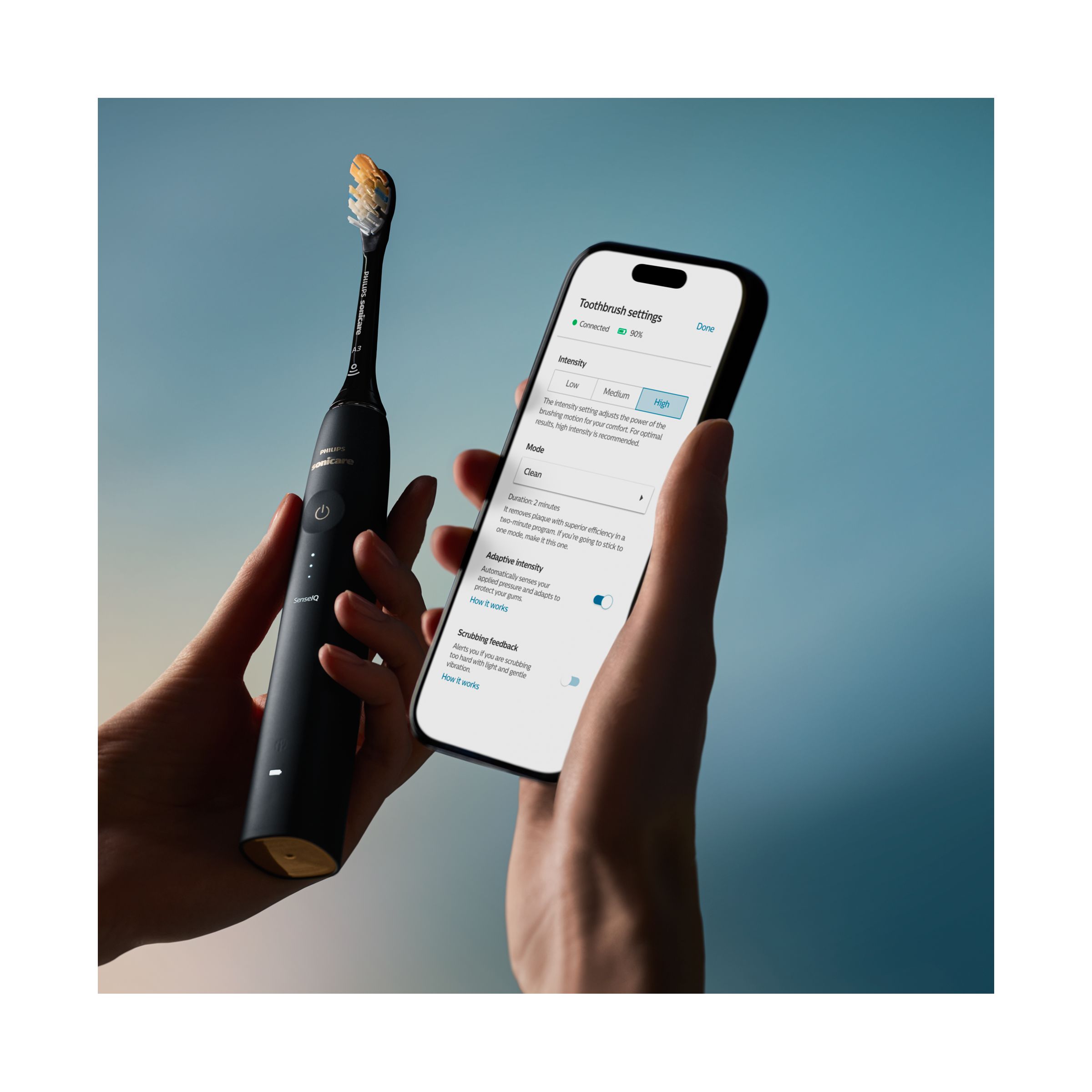 Woman smiling with toothbrush