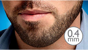 O ajuste para barba de 0,4 mm oferece uma barba com aparência de três dias