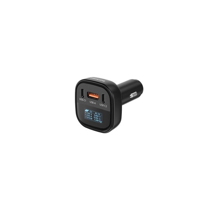 車用充電器搭配 USB-A 和 USB-C 連接埠