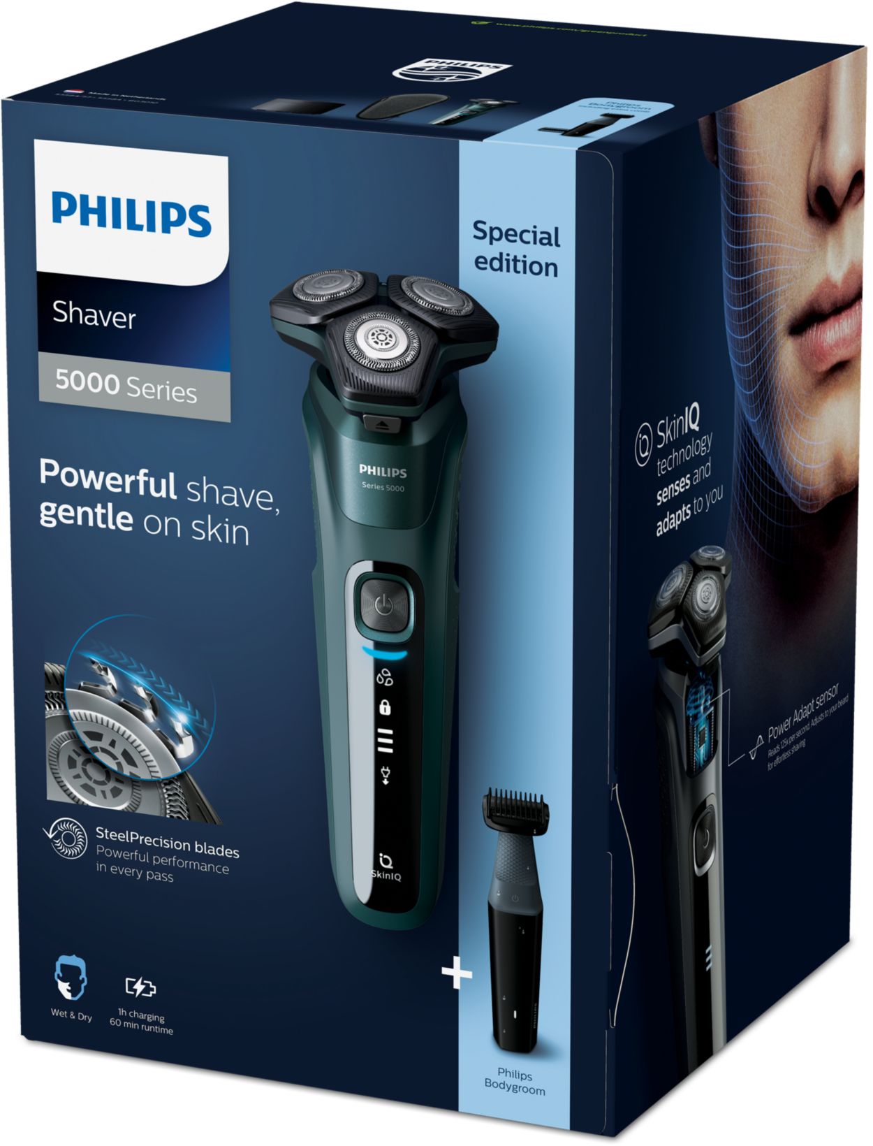 Afeitadora eléctrica húmeda y seca para hombre Philips serie 5000 con  soporte de carga, S5884/35