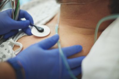 Male patient, ECG electrodes