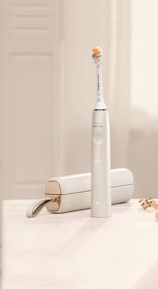 Philips Sonicare 9900 Prestige standing on a countertop