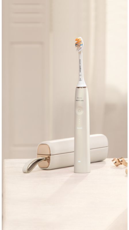 Philips Sonicare 9900 Prestige standing on a countertop