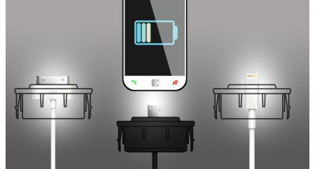 Universal charging cradles and clutter-free cable management