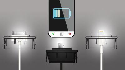 Universal charging cradles and clutter-free cable management