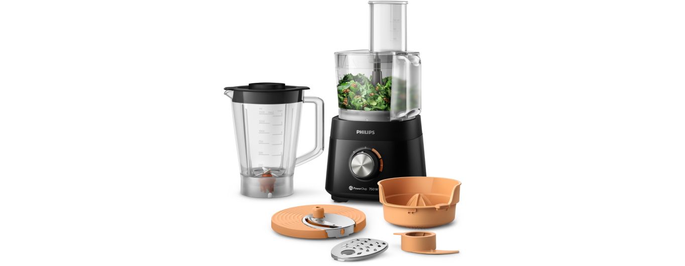 Philips food processor, 750 watts, 1.5 liters, 6 attachments