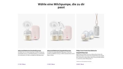 Überblick über den Inhalt des Pakets zur Leihpumpe von Stillpumpen