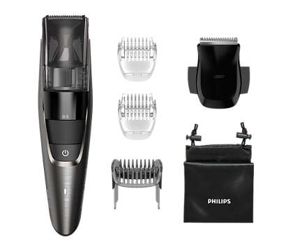New Philips Norelco Beard Trimmer 7500 Vacuum 20 Built-in Length Settings Discon
