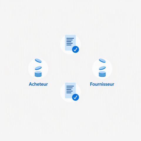 Graphique simplifié illustrant le processus d’échange de données entre un acheteur et un fournisseur dans le cloud