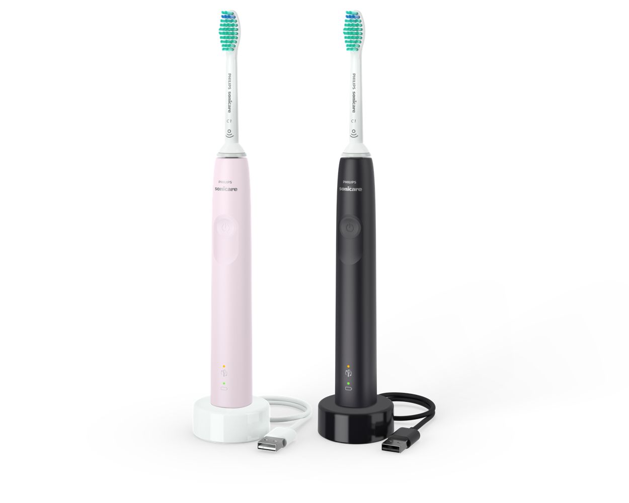 3100 series 2-pack sonic electric toothbrushes - black & pink