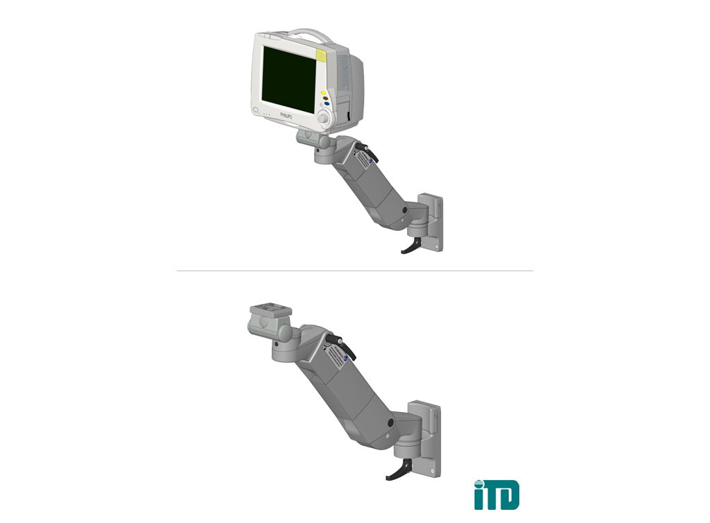 Height, adjustable arm on ITD support extrusion