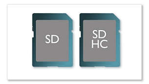 Zásuvka na karty SD/SDHC na prehrávanie hudby, fotografií a videí