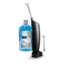 Rechargeable powered dental flosser - black