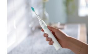 Ergonomic design makes the toothbrush easy to hold and use