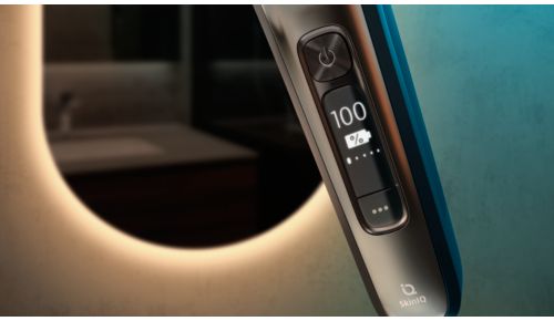 Pantalla OLED para notificaciones dinámicas de SkinIQ y de la afeitadora