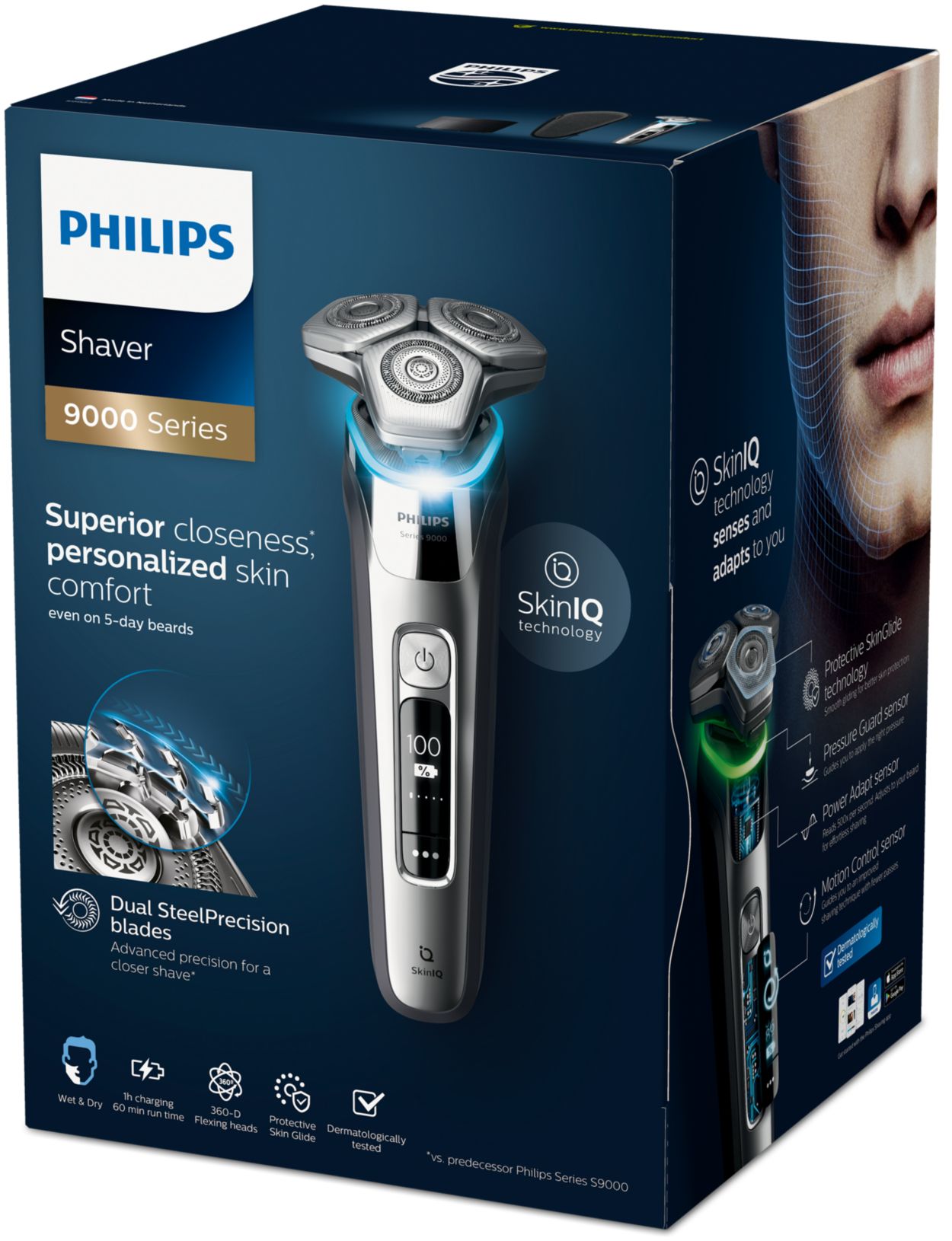 Shaver series 9000 Wet & Dry electric shaver with SkinIQ S9985/50 | Philips