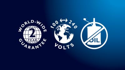 Dois anos de garantia, tensão universal, sem necessidade de óleo