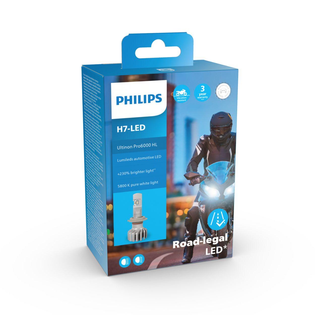 Lámpara Philips Ultinon Pro6000 H7-LED para faros Moto Homologada