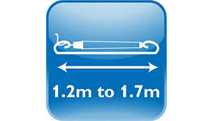 Fleksibel montering som strekker seg fra 1,2 til 1,7 meter