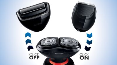 Choose between 3 click-on/off attachments to get your look