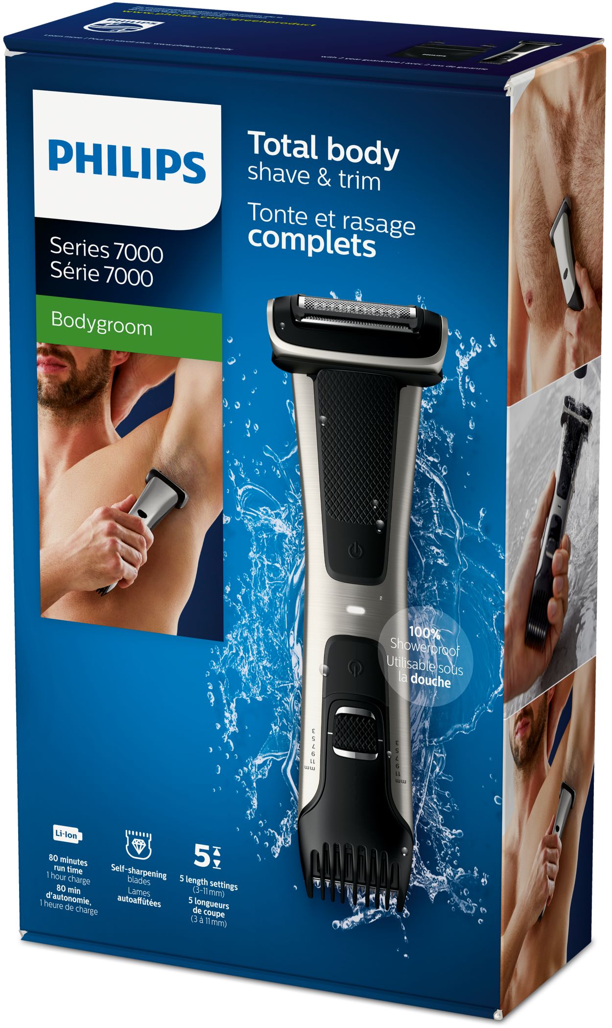 Afeitadora corporal Philips Bodygroom BG7025/15 recorta y afeita el cuerpo