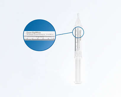 Closeup of a Philips Zoom! whitening gel syringe