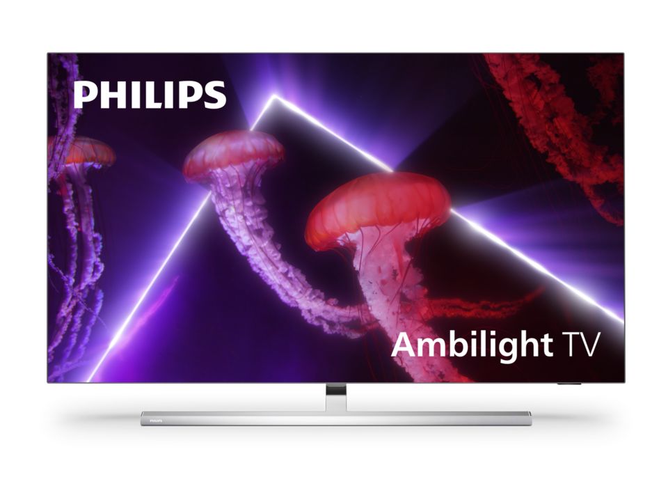 Philips 55OLED804 (2019) OLED HDR 4K Ultra HD Smart Android TV, 55” with  Freeview HD & Ambilight, Silver