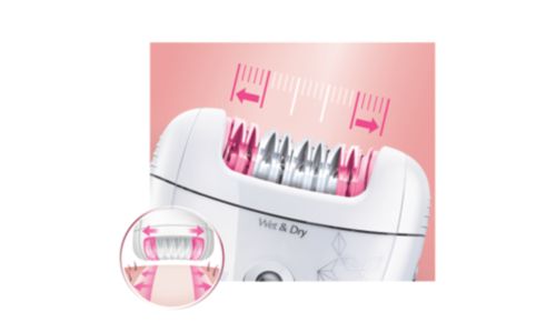 Ampia testina epilatoria per coprire più pelle a ogni passata