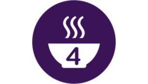 Kochen Sie in dem 1000 ml Becher bis zu vier Mahlzeiten gleichzeitig.