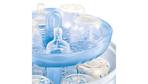 Do sterilizátoru se vejde až šest lahví Philips Avent