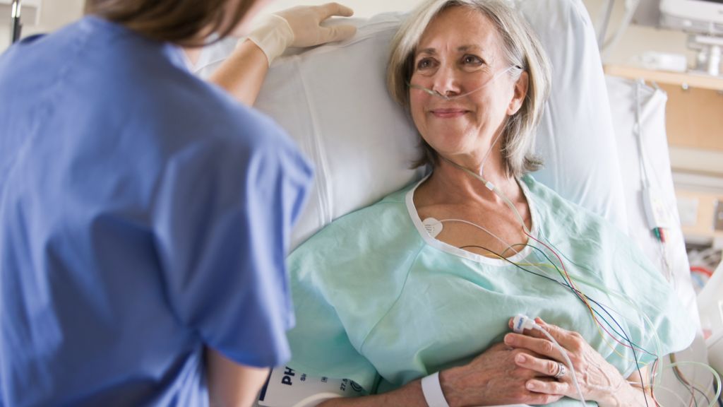 Patient with ecg leads and spo2 sensor