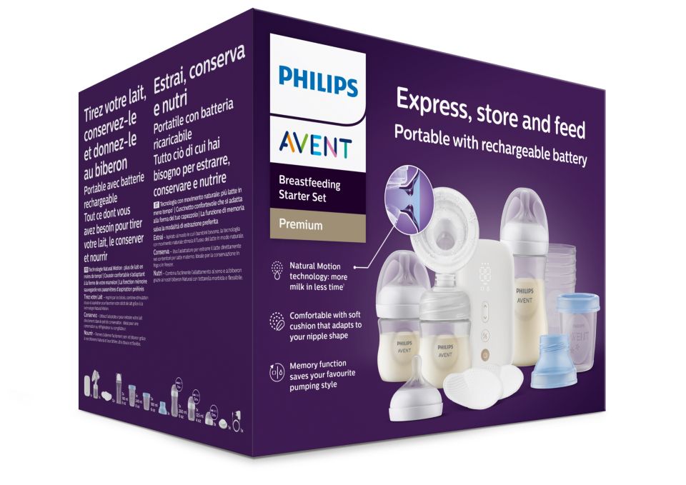 Philips Avent Set regalo con tiralatte elettrico - Tiralatte singolo,  biberon, vasetti per la conservazione del latte, ciucci, senza BPA (modello