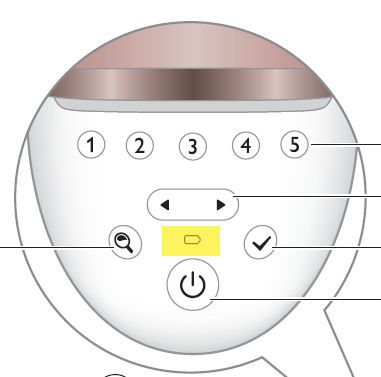 مؤشر البطارية على جهاز Philips Lumea