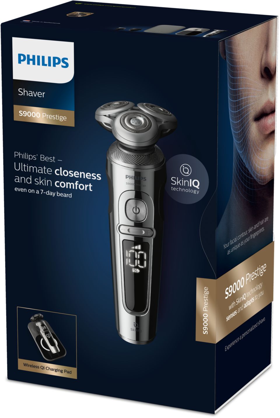 Philips SP9863/14 Rasoio Elettrico S9000 Prestige Wet&Dry Rasoio Elettrico  da Uomo con Sensore BeardAdapt, Caricatore Qi-Charging, Regolabarba,  Spazzola Pulizia