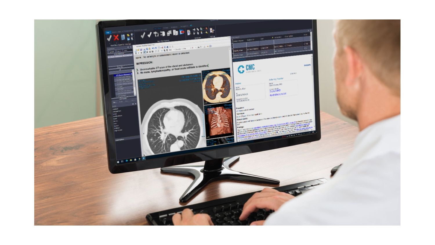 radiologist looking at desktop